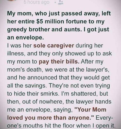 My Mother Left Me Only an Envelope — But What I Found Inside Was Worth More Than $5 Million